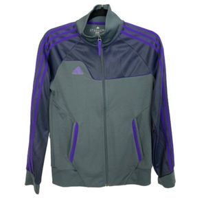 ADIDAS Track Jacket Gray & Purple Zip Front